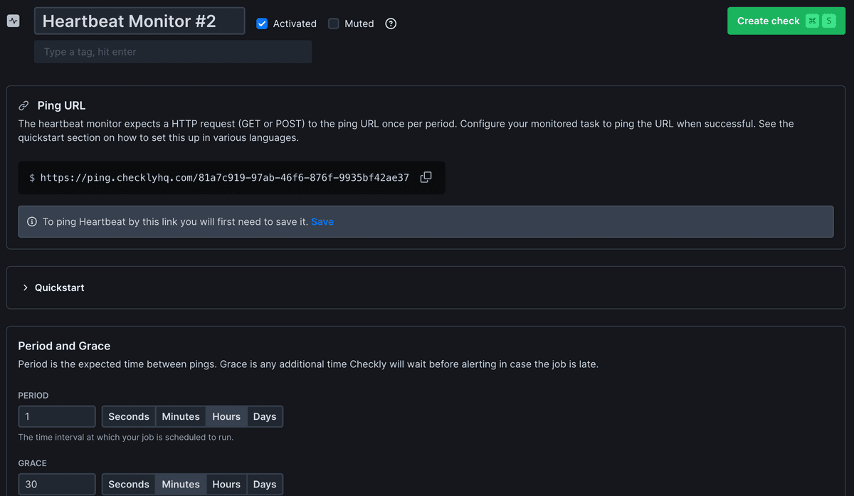 Heartbeat Monitor showing cron job and scheduled task monitoring