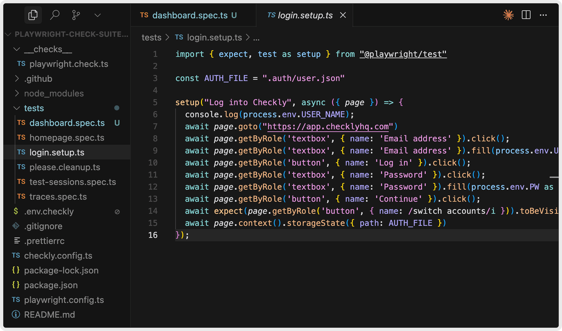 Playwright Code