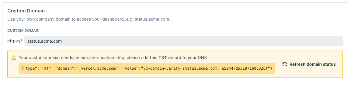 verify domain via txt recrod