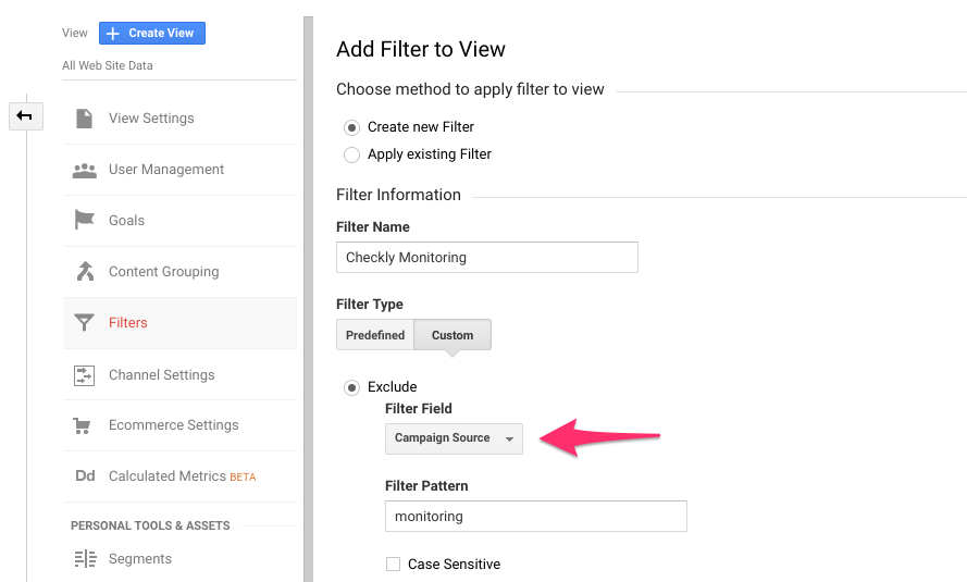 filter google analytics traffic on campaign source