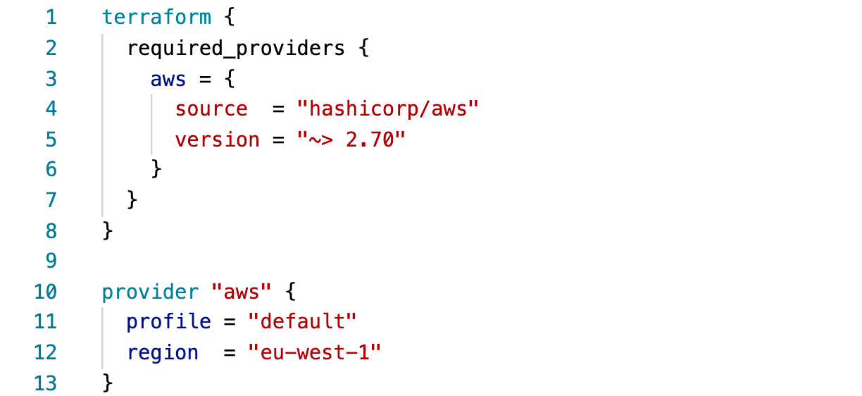 provisioning aws infrastructure - code snippet